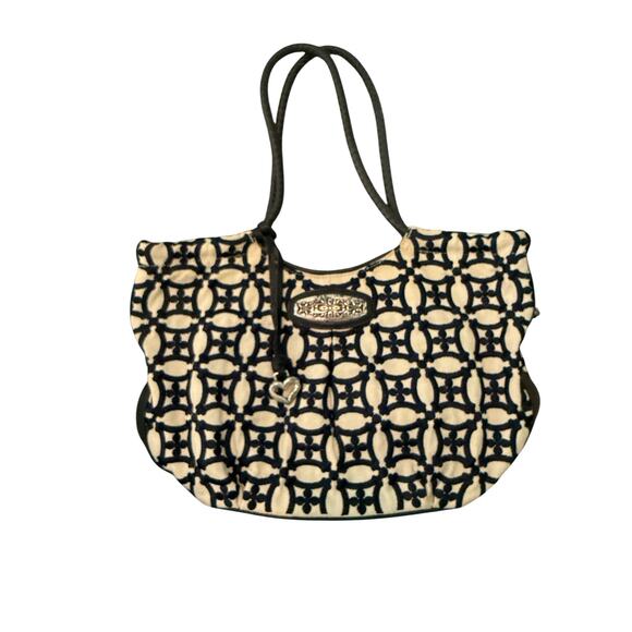 Vintage Brighton Collection Black Cream w/Black Braided Handles - Picture 1 of 8